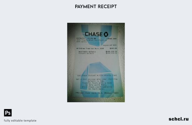 скачать цифровой шаблон платежной квитанции банка USA Chase